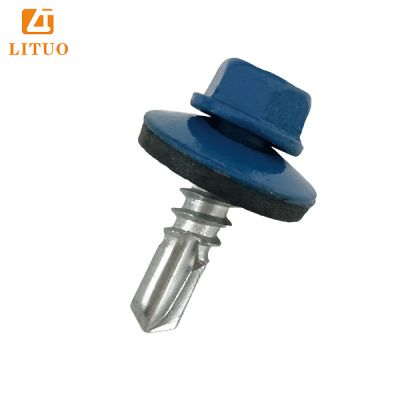 color painted hex head roofing screw trapezoidal sheet screw with metal EPDM washer drilling point