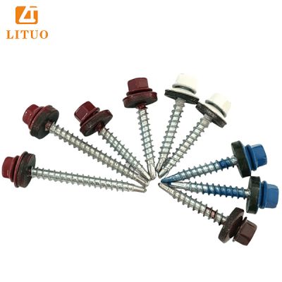 color painted hex head roofing screw trapezoidal sheet screw with metal EPDM washer reduced drilling point