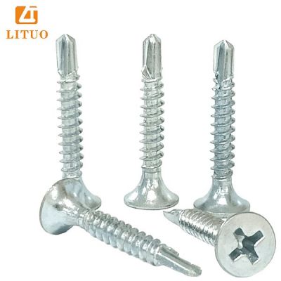 Blue white zinc galvanized self drilling drywall screw with fine thread for metal sheet DIN 18182 