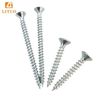 DIN 7505 csk head white zinc galvanized self tapping chipboard screw full thread sharp point pozi drive