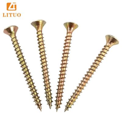 DIN 7505 CSK head yellow zinc galvanized self tapping chipboard screw full thread sharp point pozi drive