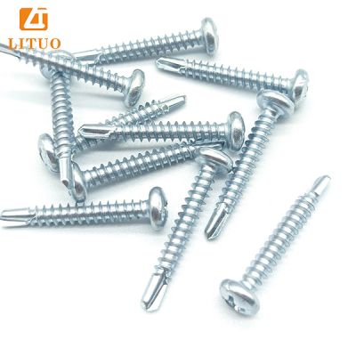 blue white zinc galvanized pan head self drilling screw